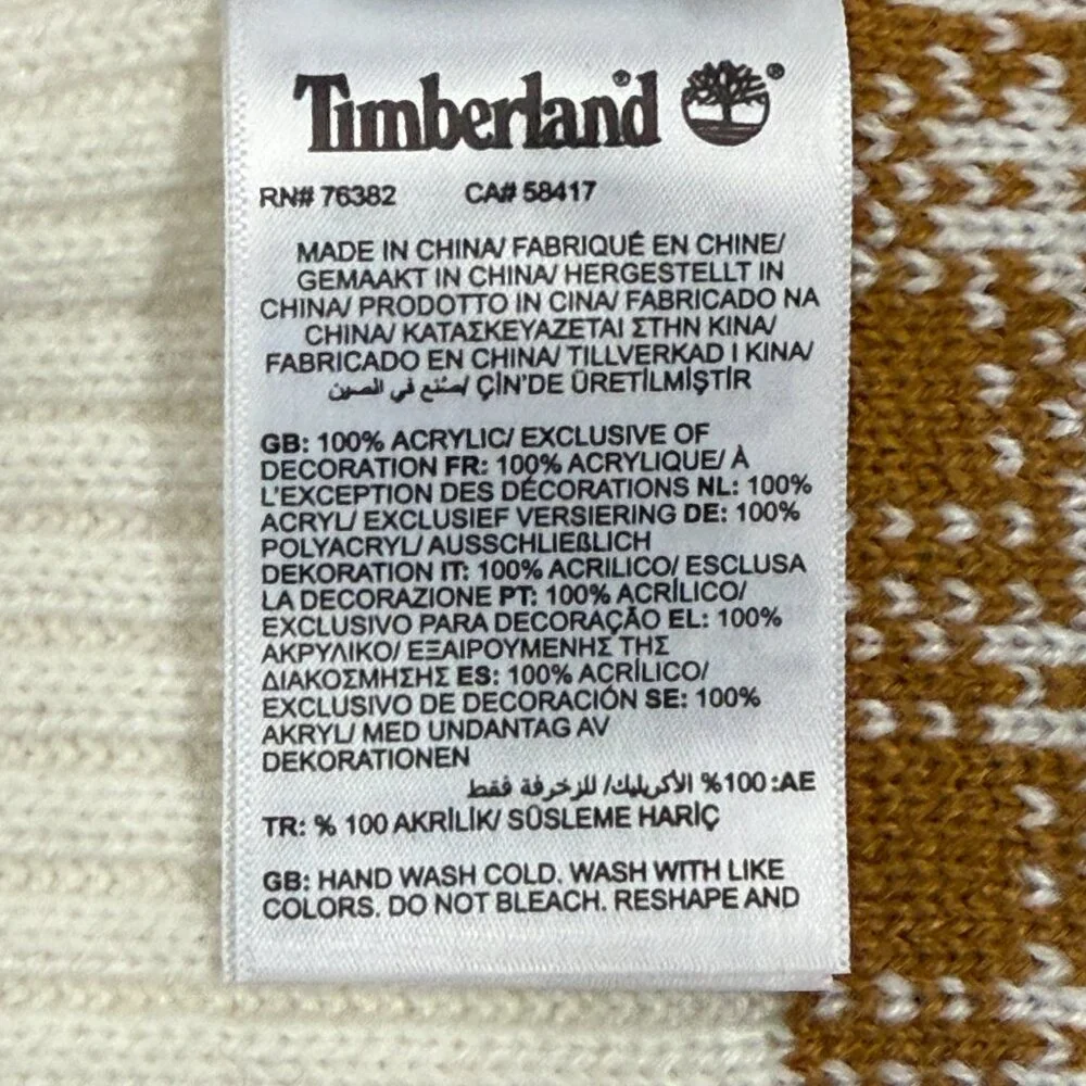Timberland Winter Plaid Scarf Wrap Shawl New Acrylic Brown White 10 x 62 NWT New